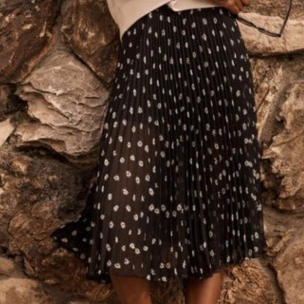 A&F Pleated Chiffon Floral Midi Skirt